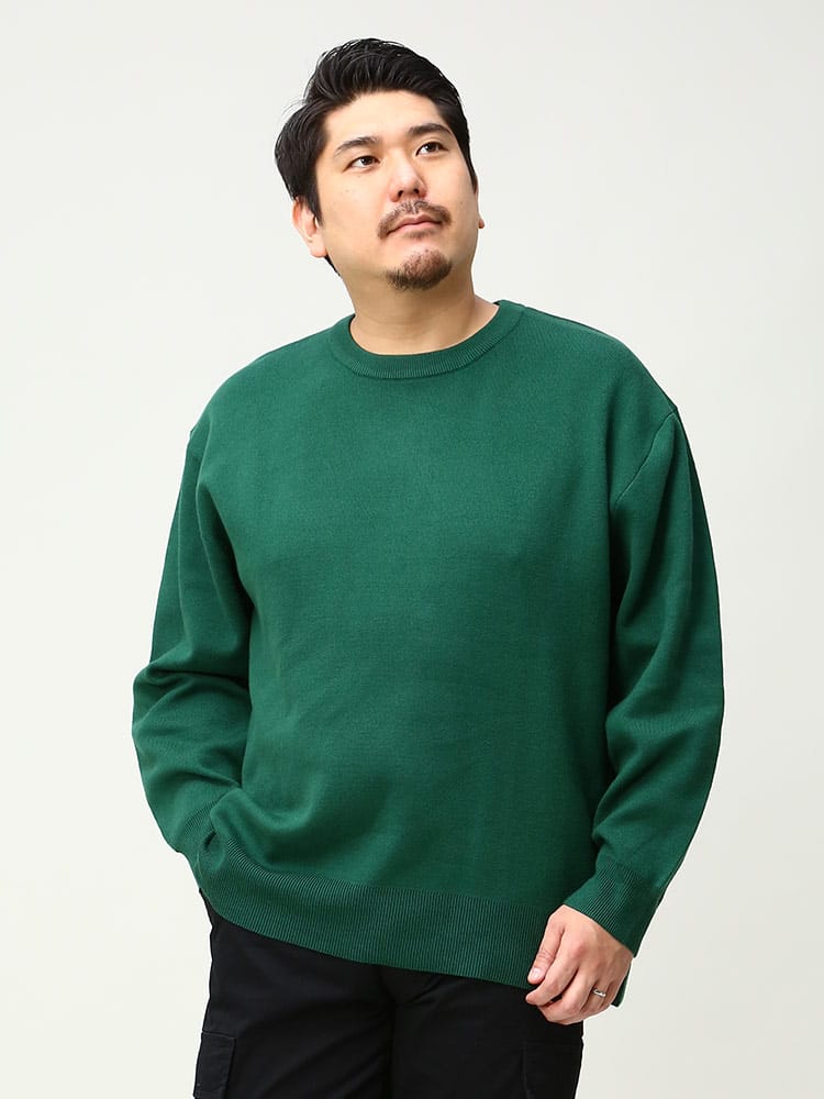在庫処分 返品交換不可 大きいサイズ メンズ B＆T CLUB (ビーアンドティークラブ) モッチリニット 無地 クルーネック セーター