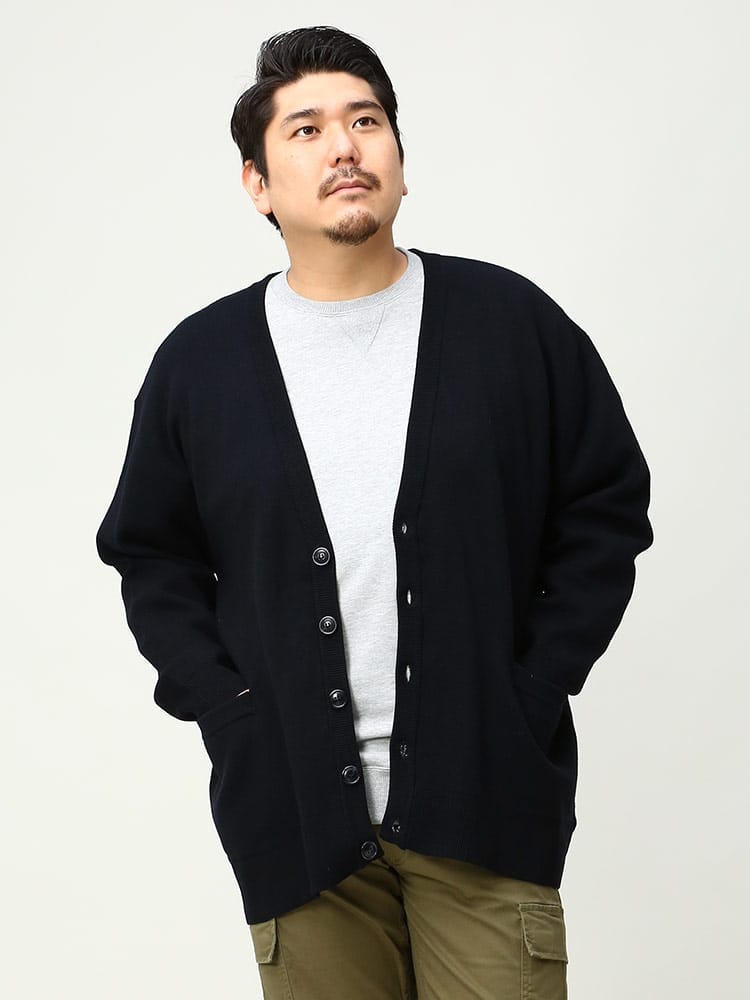 大きいサイズ メンズ B＆T CLUB (ビーアンドティークラブ) モッチリニット 無地 カーディガン