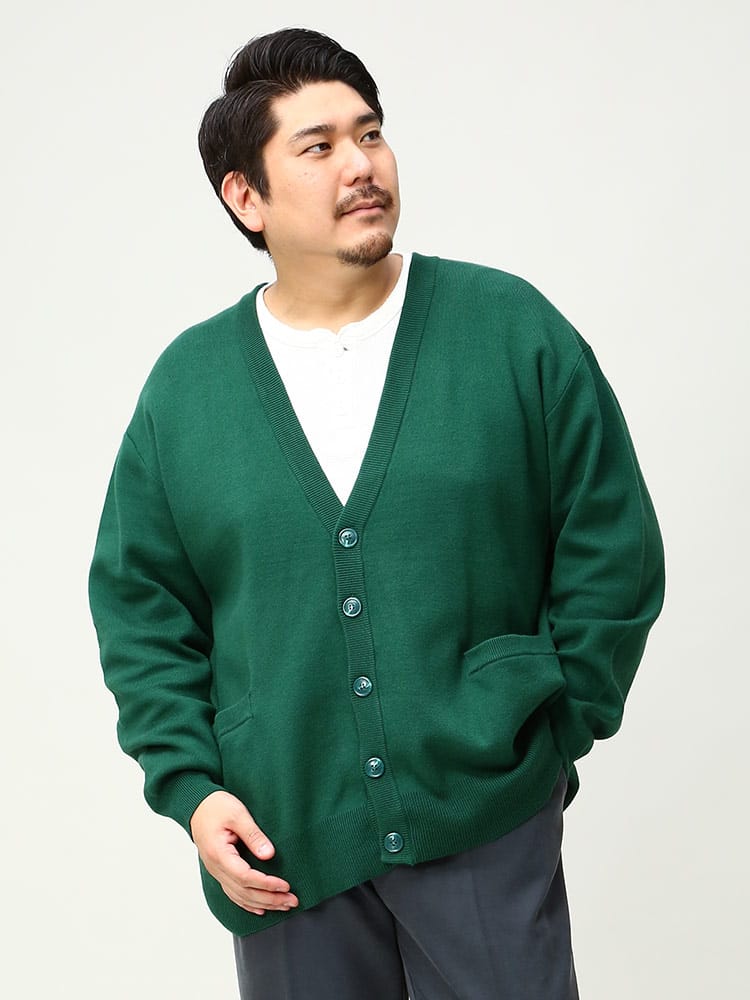 大きいサイズ メンズ B＆T CLUB (ビーアンドティークラブ) モッチリニット 無地 カーディガン