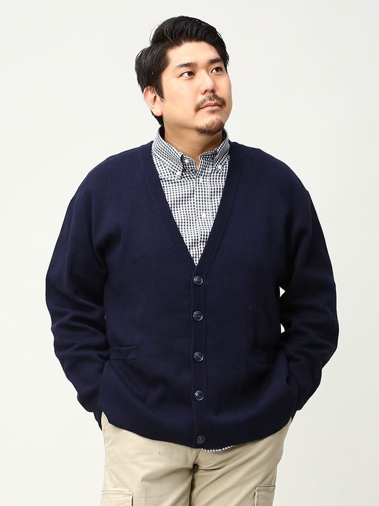 大きいサイズ メンズ B＆T CLUB (ビーアンドティークラブ) モッチリニット 無地 カーディガン