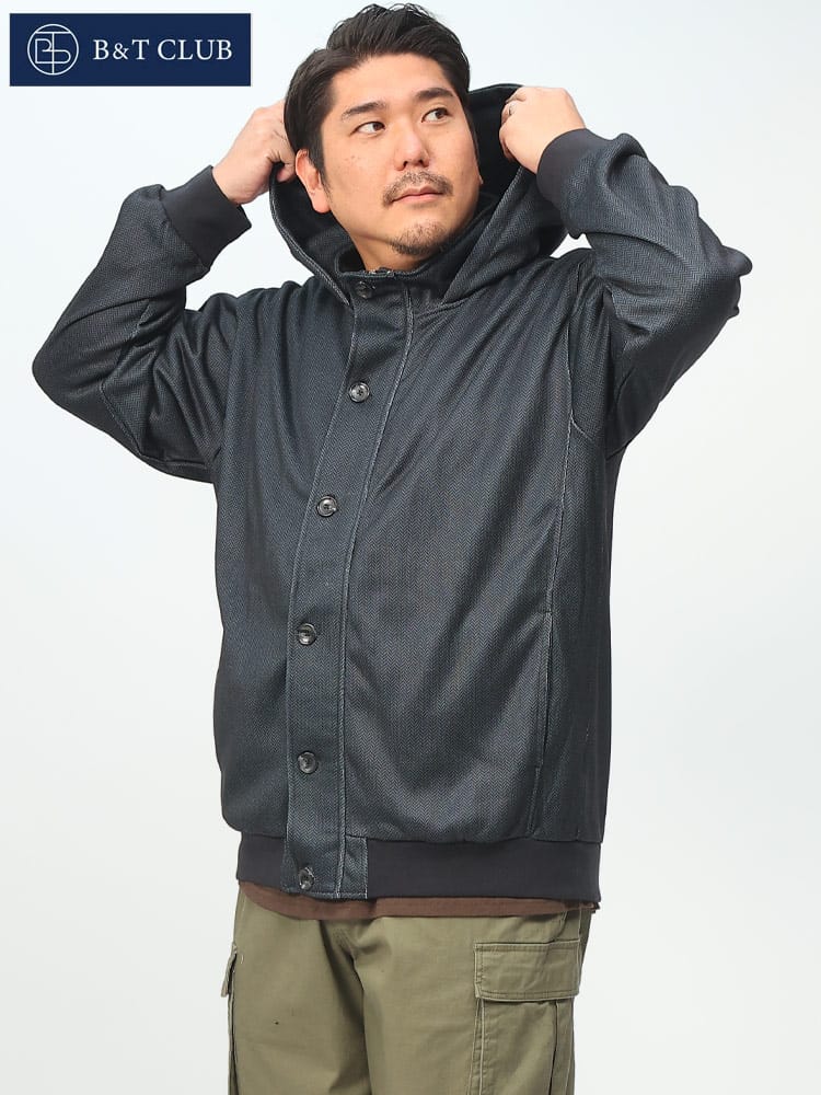 ニットフリース 総柄 フルジップ ブルゾン (B＆T CLUB) ビーアンドティークラブ 大きいサイズ メンズ