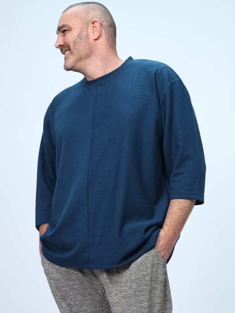 7分袖 Tシャツ 柄ボーダー クルーネック トップス Tシャツ 秋冬 大きいサイズ メンズ