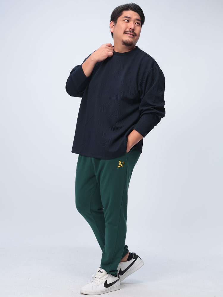 長袖 Tシャツ 幾何学ジャガード クルーネック トップス ロンT