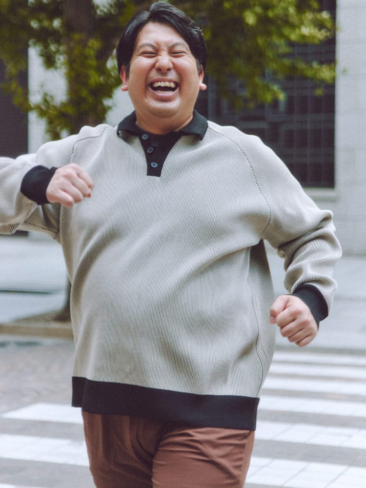 ふわかる ストレッチ エアーニット 切替 長袖 ポロシャツ トップス 秋 冬 軽量 大きいサイズ メンズ