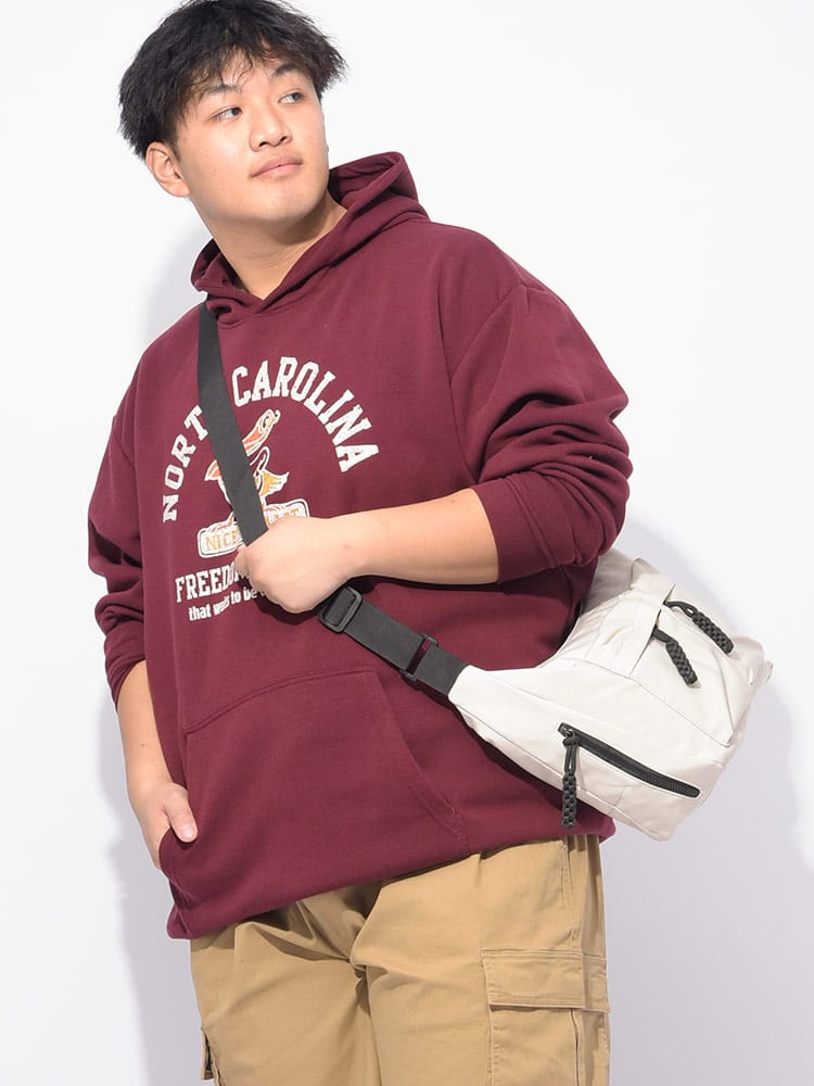 パーカー 裏起毛 カレッジプリント プルオーバートップス  フード 秋 冬 大きいサイズ メンズ