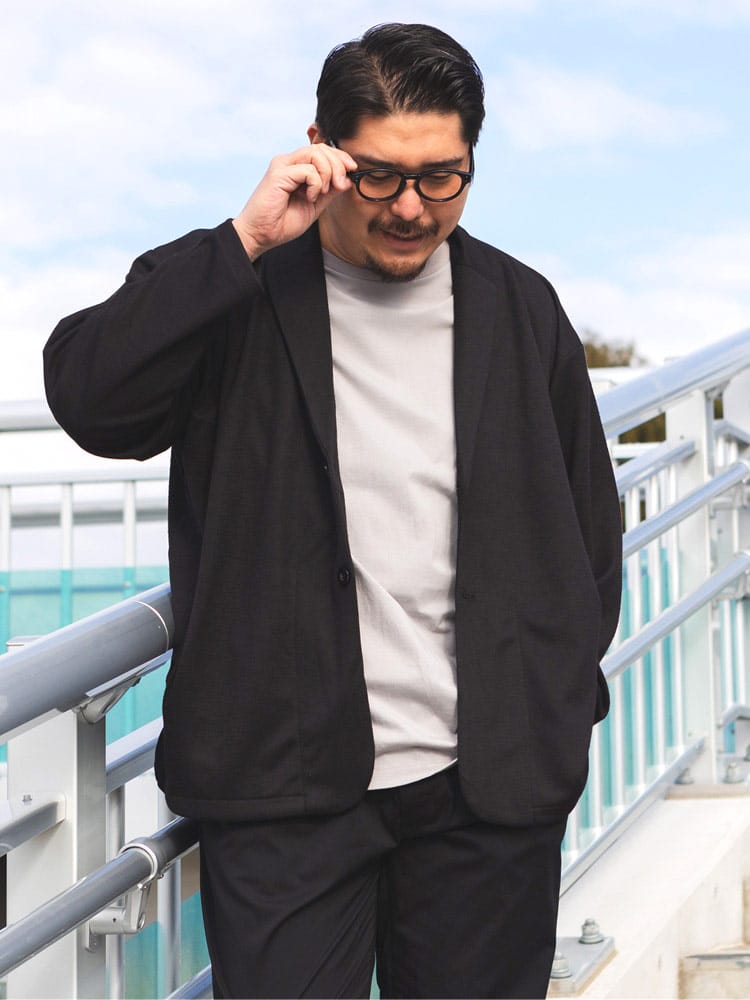 ショールカーディガン スラブ鹿の子 ポケット付き 羽織 薄手 無地 シンプル 大きいサイズ メンズ