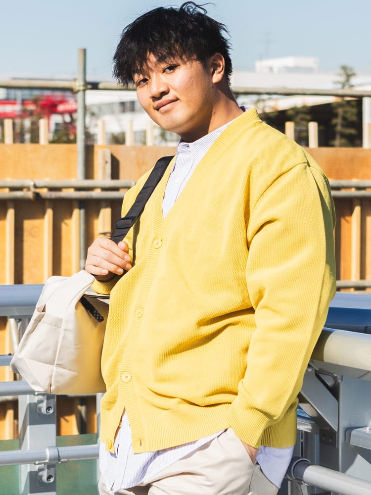 カーディガン ふわかる エアーニット 鹿の子編み Vネック 羽織 薄手 無地 シンプル 大きいサイズ メンズ