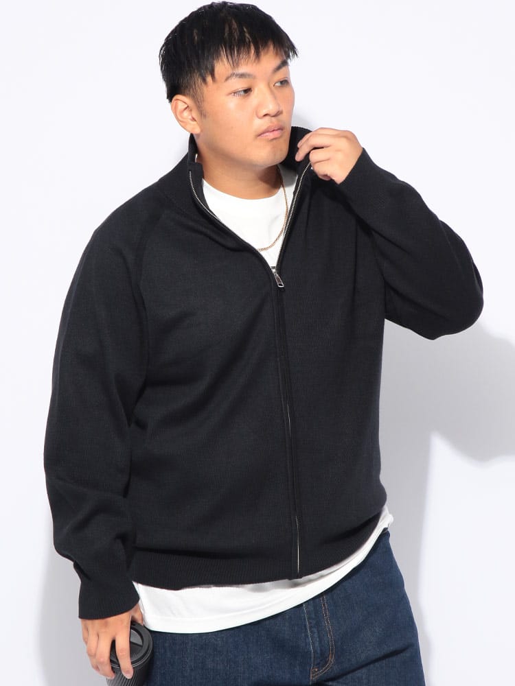 フルジップニット 12G ミラノリブ ドライバーズ トップス 大きいサイズ メンズ