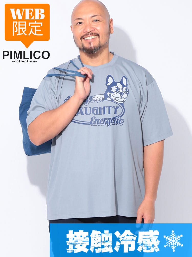 半袖 Tシャツ [WEB限定] ポンチ ドッグプリント クルーネック トップス ゆったり 春 夏 大きいサイズ メンズ