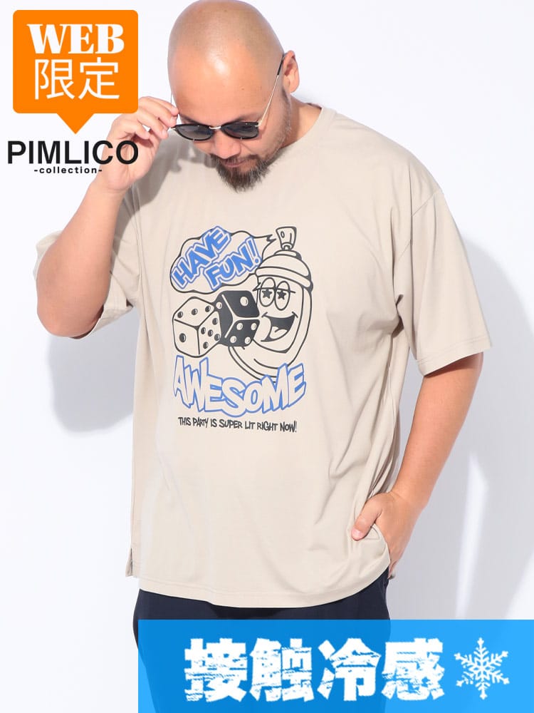 半袖 Tシャツ [WEB限定] ポンチ ダイスプリント クルーネック トップス ゆったり 春 夏 大きいサイズ メンズ