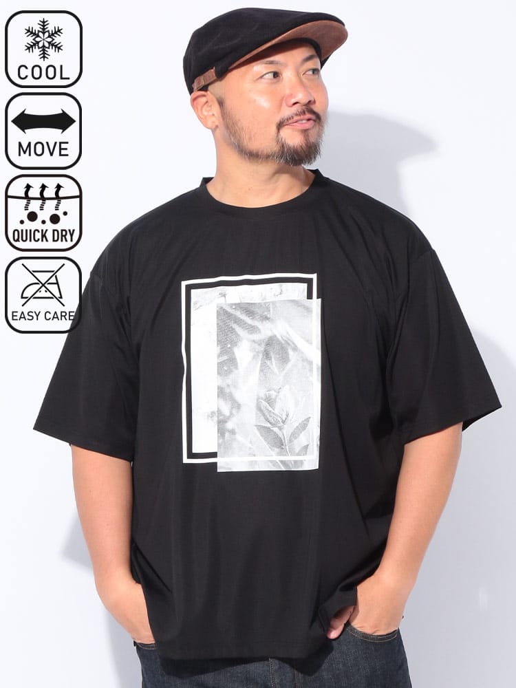 半袖 Tシャツ 冷感 吸水速乾 ストレッチ フォトプリント クルーネック トップス イージーケア 涼しい 春 夏 大きいサイズ メンズ