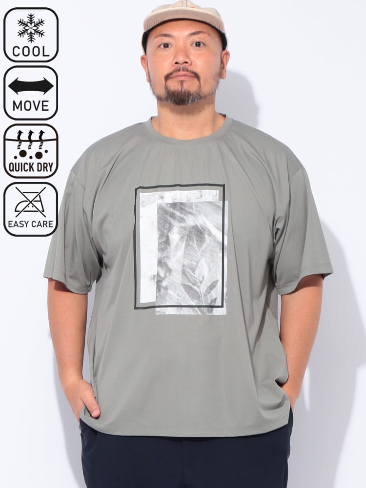 半袖 Tシャツ 冷感 吸水速乾 ストレッチ フォトプリント クルーネック トップス イージーケア 涼しい 春 夏 大きいサイズ メンズ
