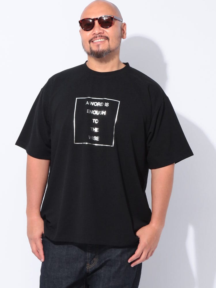【WEB限定価格】半袖 Tシャツ 梨地 箔プリント クルーネック トップス ゆったり 春 夏 大きいサイズ メンズ