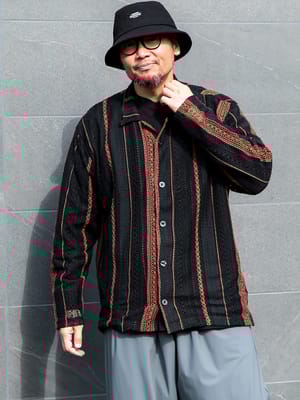 【WEB先行値下げ】長袖 シャツ バルファレース ストライプ トップス レース 透け感 春 秋 大きいサイズ メンズ