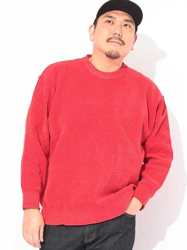 モールセーター Wフェイス クルーネック トップス ニット 大きいサイズ メンズ