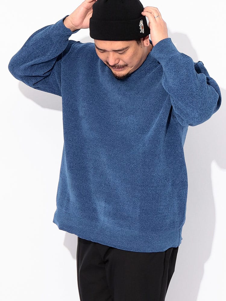 モールセーター Wフェイス クルーネック トップス ニット 大きいサイズ メンズ