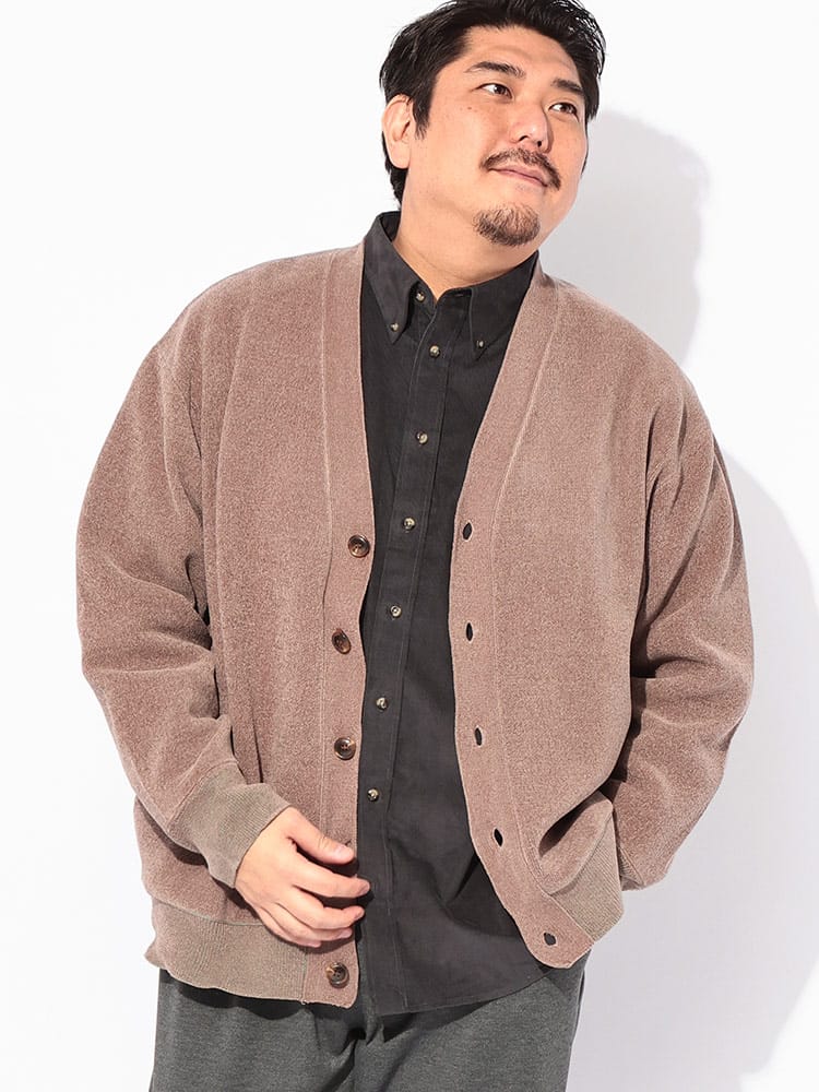 カーディガン Wフェイス モール トップス カーディガン ニット モール 大きいサイズ メンズ