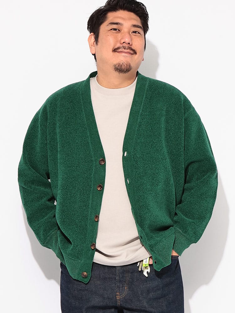 カーディガン Wフェイス モール トップス カーディガン ニット モール 大きいサイズ メンズ