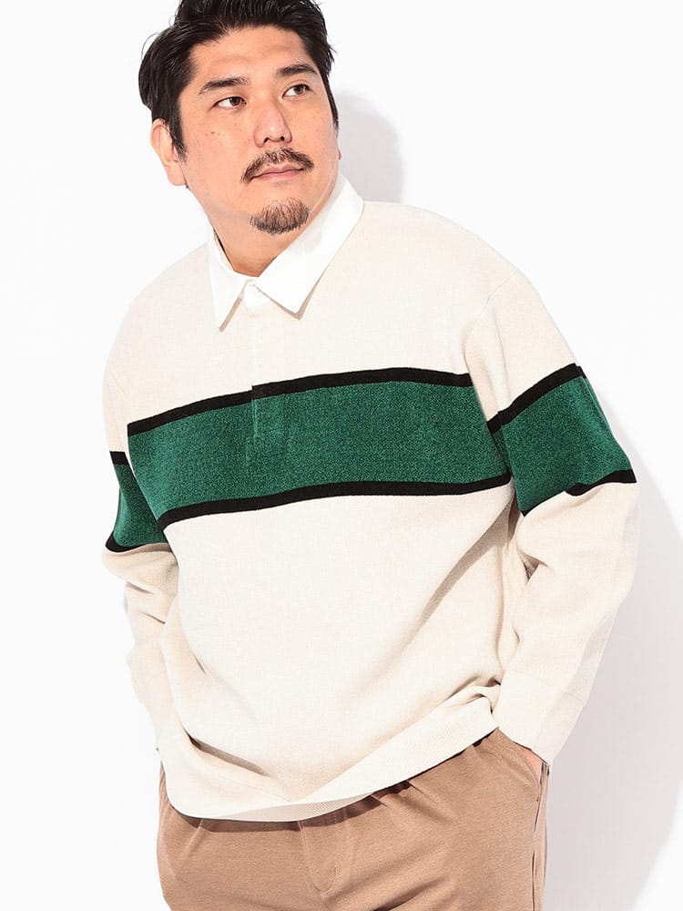 ラガーシャツ Wフェイス モール トップス 大きいサイズ メンズ