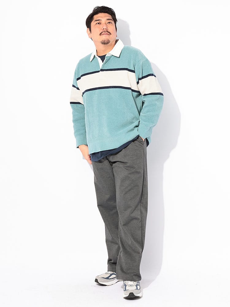 ラガーシャツ Wフェイス モール トップス 大きいサイズ メンズ