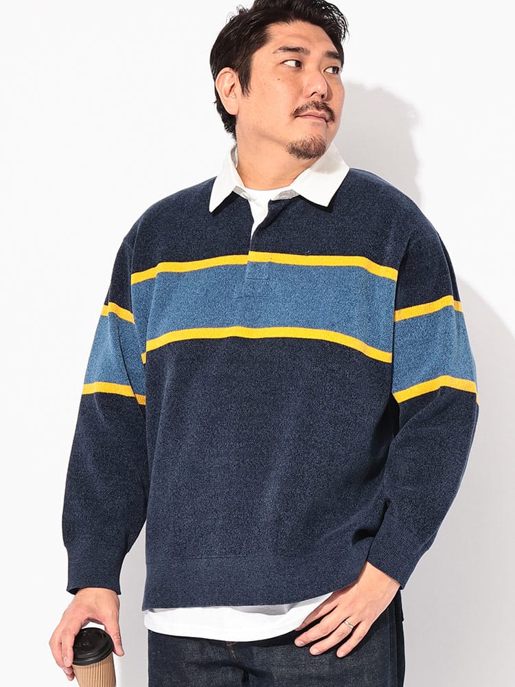 ラガーシャツ Wフェイス モール トップス 大きいサイズ メンズ