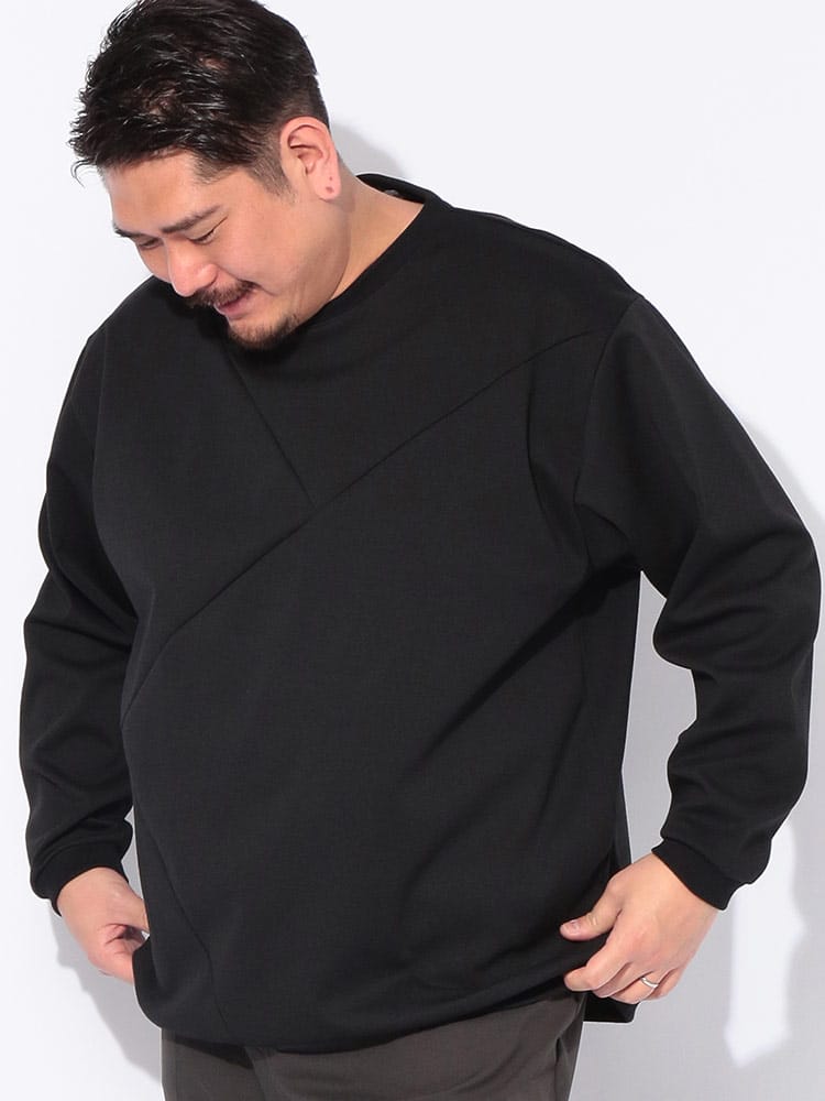 Tシャツ 長袖 メンズ 大きいサイズ 切替デザイン シルケット加工 クルーネック トップス ロング 春 夏