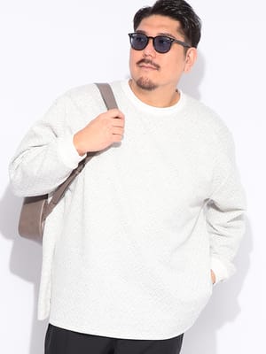 Tシャツ 長袖 メンズ 大きいサイズ フクレジャガード クルーネック トップス ロング Tシャツ 春 夏