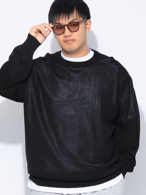 セーター 長袖 メンズ 大きいサイズ 12G 天竺編み リネンライク クルーネック ニット トップス プルオーバー 春