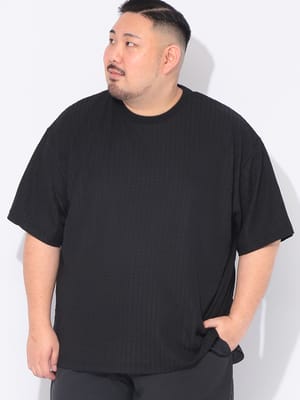 【WEB限定価格】Tシャツ 半袖 メンズ 大きいサイズ ストライプジャガード クルーネック カットソー トップス デザイン おしゃれ 春 夏