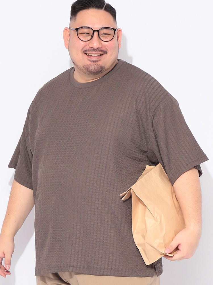 【WEB限定価格】Tシャツ 半袖 メンズ 大きいサイズ ストライプジャガード クルーネック カットソー トップス デザイン おしゃれ 春 夏