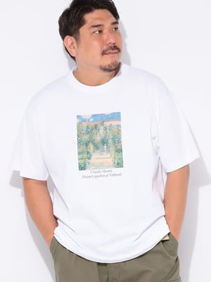 Tシャツ 半袖 メンズ 大きいサイズ 冷感 画家プリント クルーネック カットソー トップス シャツ プリント 柄 クルー 春 夏