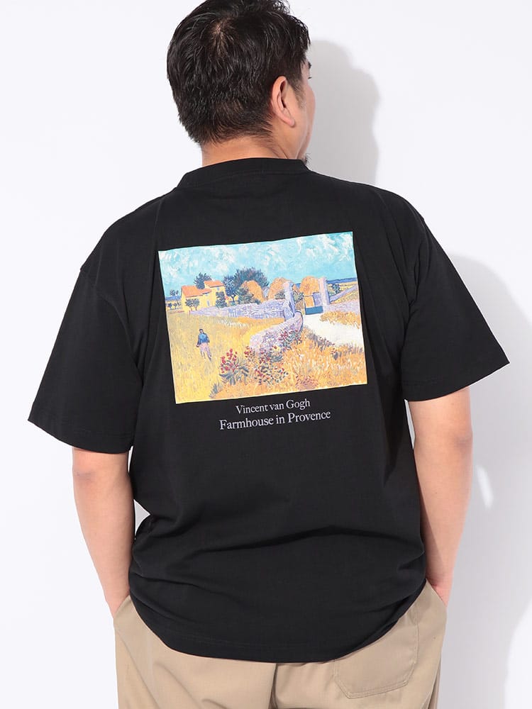 Tシャツ 半袖 メンズ 大きいサイズ 冷感 画家プリント クルーネック カットソー トップス シャツ プリント 柄 クルー 春 夏