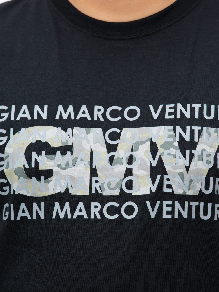 大きいサイズ メンズ GIAN MARCO VENTURI (ジャンマルコベンチューリ) ロゴプリント 迷彩 クルーネッ |  大きいサイズの服【サカゼン公式通販】