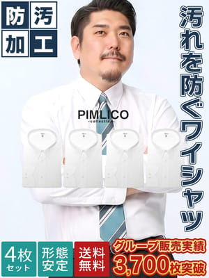 WEB限定 大きいサイズ ワイシャツ 長袖 4枚セット メンズ オールシーズン対応 形態安定 防汚加工 レギュラーカラー カッターシャツ 3L 4L 5L 6L PIMLICO ピムリコ