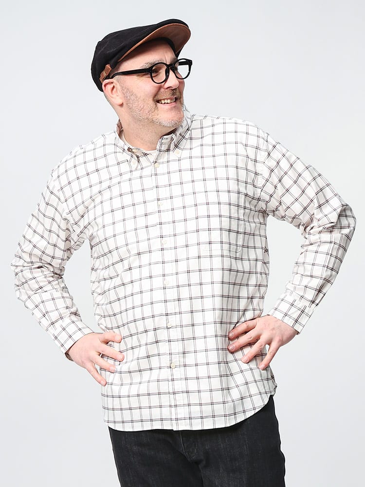 綿100％ チェック柄 ボタンダウン オックスフォード 長袖 シャツ (ALPHA CUBIC SPORT) アルファキュービックスポーツ 大きいサイズ メンズ 