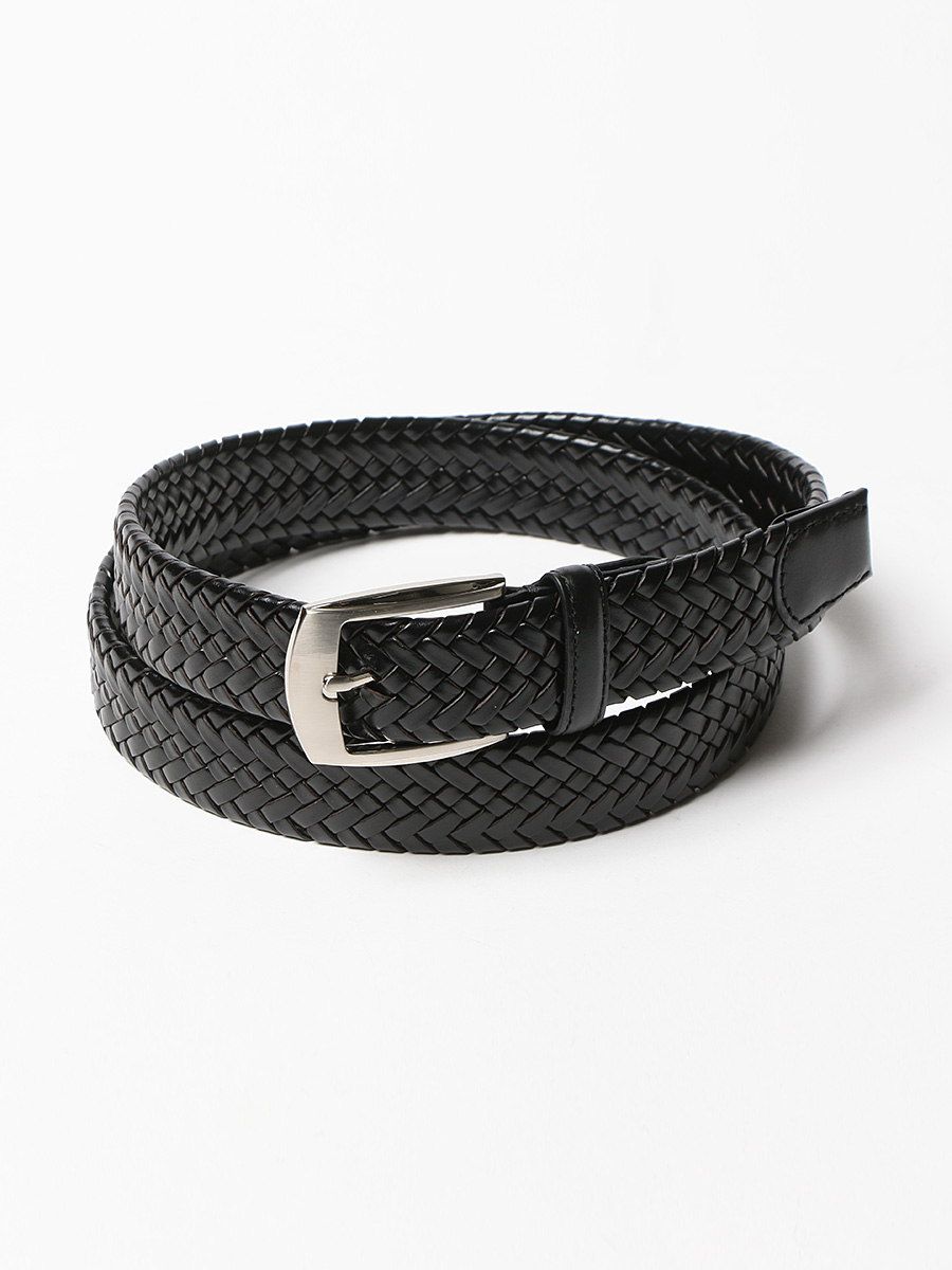 大きいサイズ メンズ HYBRIDBIZ (ハイブリッドビズ) ストレッチ 再生革 メッシュ編み ピンバックル ベルト