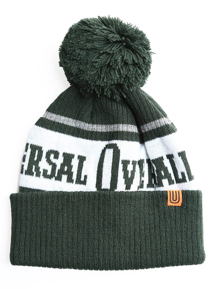 大きいサイズ メンズ UNIVERSAL OVERALL (ユニバーサルオーバーオール) ロゴ ボンボン ニットキャップ