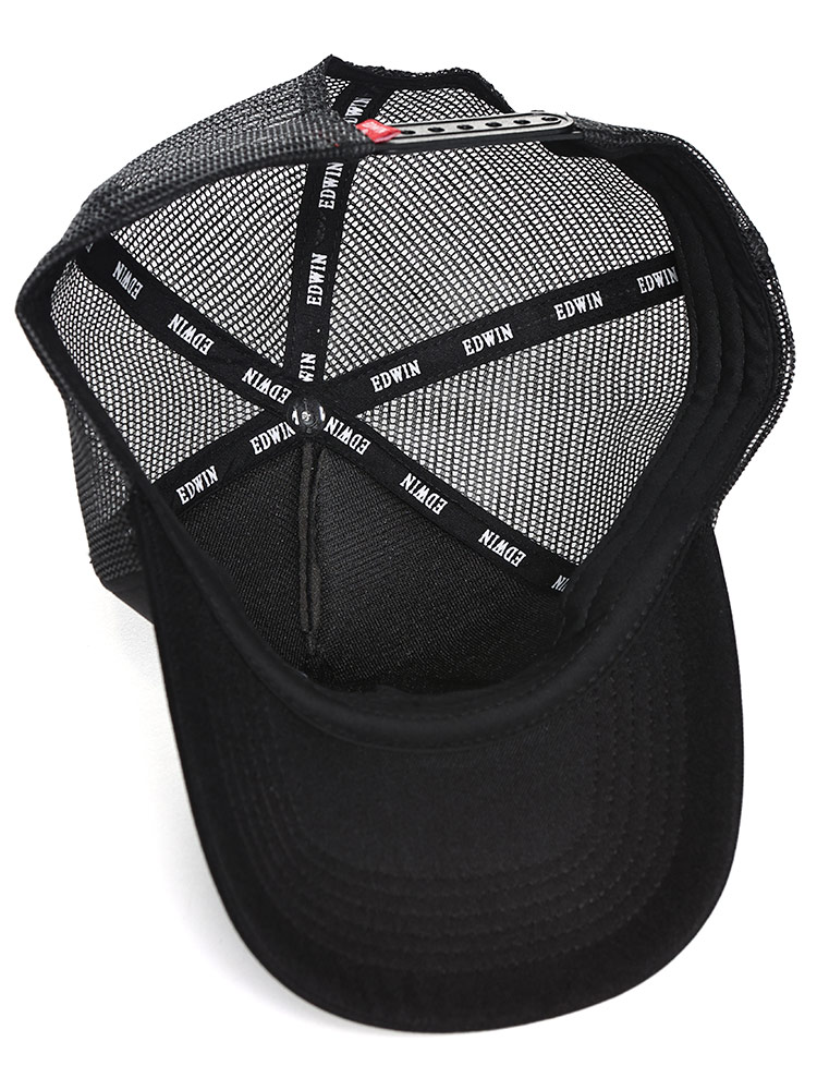 ベースボールキャップ ロゴワッペン 刺繍 メッシュキャップ キャップ 帽子 大きいサイズ メンズ 新品 ネイビー ポリエステル100% 無地 61 CAP フィット EDWIN