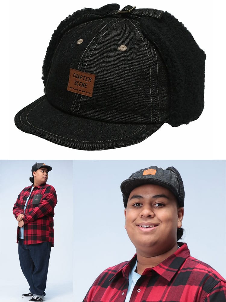 イヤーボアキャップ デニム 帽子 サイズ調整 秋冬 大きいサイズ メンズ