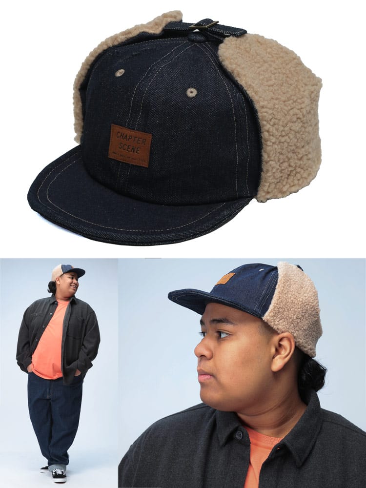 イヤーボアキャップ デニム 帽子 サイズ調整 秋冬 大きいサイズ メンズ