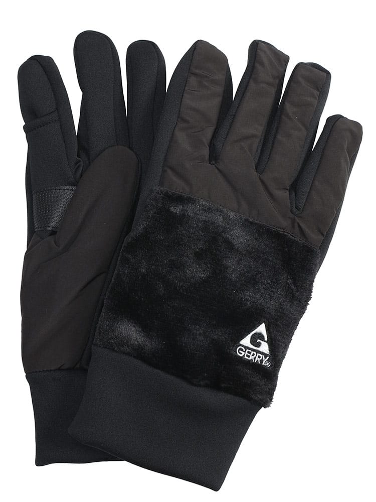 【WEB先行値下げ】手袋 グローブ ダイレクトタッチ ボア×タフタ 切り替え キングサイズ 裏起毛 防寒 秋 冬 大きいサイズ メンズ