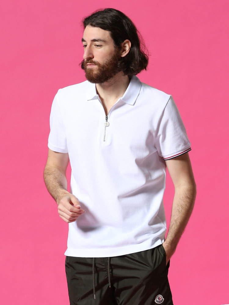 MONCLER (モンクレール) ハーフジップ 無地 半袖 ポロシャツ MC8A7270084556