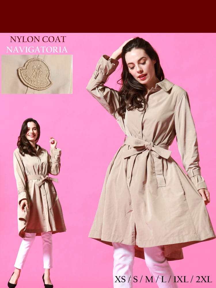 MONCLER (モンクレール) ウエストベルト シングル ロング トレンチコート NAVIGATORIA MCL1C7450054543 レディース