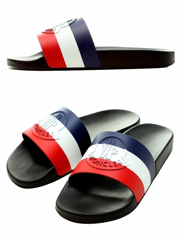 モンクレール メンズ サンダル MONCLER ブランド スライドサンダル シャワーサンダル ロゴ トリコロール BASILE SANDALO インダストリアル シューズ 靴 MC4C0007001A49