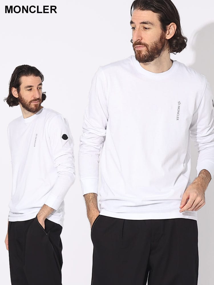 MONCLER (モンクレール) ワンポイントロゴ クルーネック 長袖 Tシャツ 