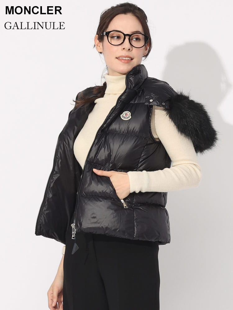 MONCLER (モンクレール) フェイクファー フルジップ ダウンベスト 