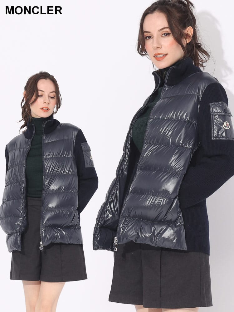 MONCLER (モンクレール) フロントダウン 袖ポケット フルジップ ニットジャケット MCL9B00020M1131 ブランド レディース アウター