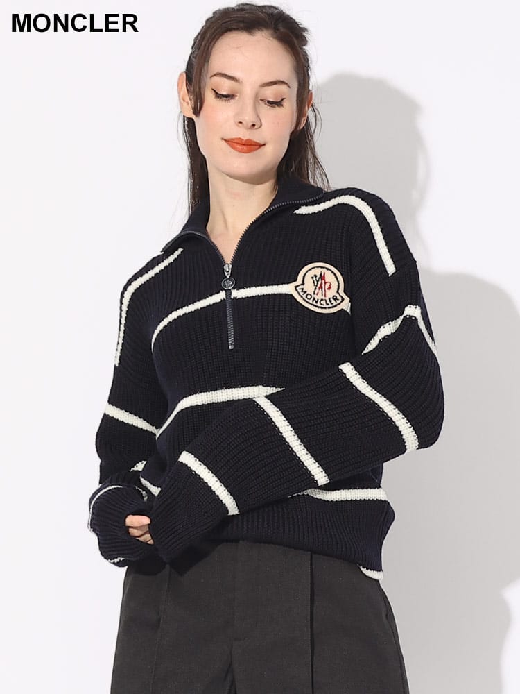 モンクレール 20AW MAGLIONE TRICOT LUPE ウール ニット ハーフジップ  