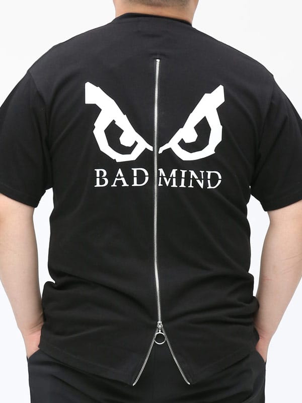 在庫処分 返品交換不可 大きいサイズ メンズ BAD BOY (バッドボーイ) バックジップデザイン プリント クルーネック 半袖 Tシャツ