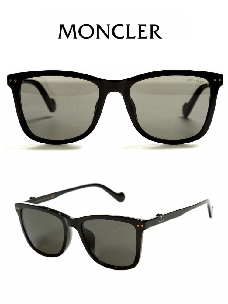 モンクレール メンズ サングラス MONCLER ロゴ ブラックレンズ ウェリントン セルフレーム ブランド サングラス アイウェア MC0107K01A